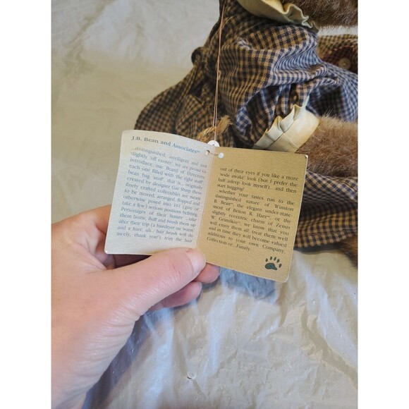 Boyds Bears 14" J.B. Bean Series 1995 "Emma" Bear Brown  Fur Plush Bear - Picture 10 of 14